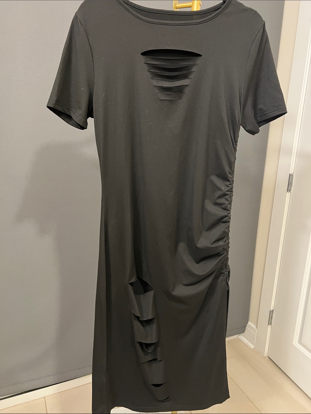 Stylish Black Cutout Ruched Women’s Dress